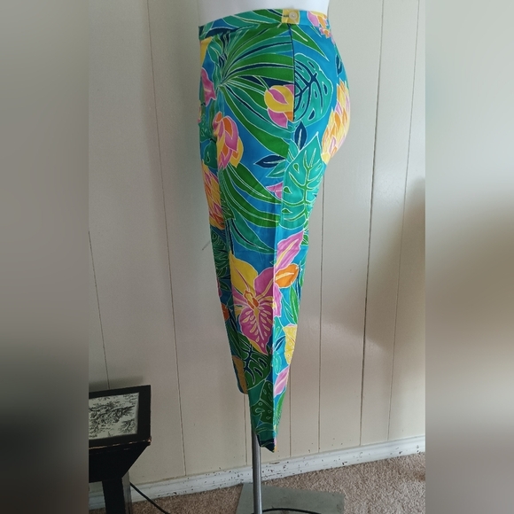 Lauren Ralph Lauren Tropical Print Ankle Pants Side Zip Colorful Sz 10 - Picture 6 of 15